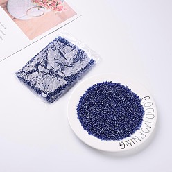 Blue Glass Seed Beads, Trans. Colours Lustered, Round, Blue, 4mm, Hole: 1.5mm, about 500pcs/50g, 50g/bag, 18bags/2pounds