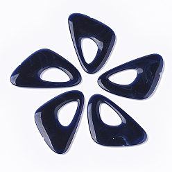 Dark Blue Acrylic Pendants, Imitation Gemstone Style, Triangle, Dark Blue, 44x27.5x3.5mm, Hole: 10x18mm, about 274pcs/500g