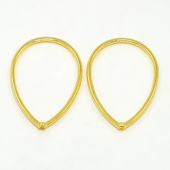 Golden Tibetan Style Alloy Pendants, teardrop, Lead Free and Cadmium Free, Golden, 44.5x30.5mm, Hole: 1mm