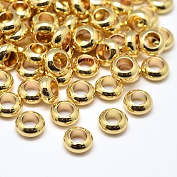 Golden Brass Flat Round Spacer Beads, Golden, 7x3mm, Hole: 3.5mm