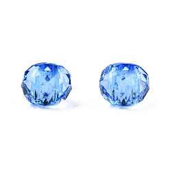 Bleu Bleuet Perles acryliques transparentes, facette, rondelle, bleuet, 4x3.5mm, Trou: 1.5mm, environ14000 pcs / 500 g