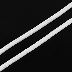 White Elastic Cord, with Fibre Outside and Rubber Inside, White, 4.0mm, about 109.36 yards(100m)/bundle