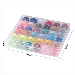 Mixed Color 402 Polyester Sewing Thread, Plastic Bobbins and Clear Box, Mixed Color, 0.1mm, 50m/roll, 36roll/box