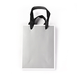 Silver Rectangle Paper Bags, with Handles, for Gift Bags and Shopping Bags, Silver, 16x12x0.6cm