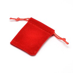 Mixed Color Rectangle Velvet Cloth Gift Bags, Jewelry Packing Drawable Pouches, Mixed Color, 7x5.3cm