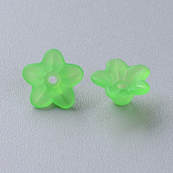 Dark Sea Green Transparent Acrylic Beads, Flower, Frosted, Dark Sea Green, 12x7mm, Hole: 1mm, about 4600pcs/500g