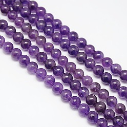 Amethyst Natural Amethyst Round Beads Strands, Grade AB, 8mm, Hole: 1mm, about 50pcs/strand, 15.3 inch