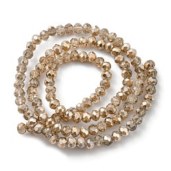 Bronze Perles de verre rondelles à facettes peintes transparentes, tan, 4x3mm, Trou: 1mm, Environ 125 pcs/chapelet, 15 pouce