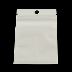White Pearl Film Plastic Zip Lock Bags, Resealable Packaging Bags, with Hang Hole, Top Seal, Self Seal Bag, Rectangle, White, 25x16cm, inner measure: 21x14.5cm