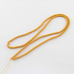 Gold Painted Glass Bead Strands, Baking Paint, Round, Gold, 6mm, Hole: 1.3~1.6mm, about 133pcs/strand, 31.4 inch