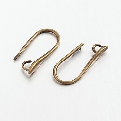 Antique Bronze Brass Earring Hooks for Earring Designs, Ear Wire, with Horizontal Loop, Lead Free & Cadmium Free, Antique Bronze, 20.5x8.5x2.5mm, Hole: 2mm, 18 Gauge, Pin: 1mm