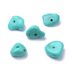 Medium Turquoise Natural Magnesite Beads Strands, Dyed, Chip, Medium Turquoise, 6~10x6~10x3~4mm, Hole: 0.5~0.7mm, 15.55''~16.54''(39.5~42cm)