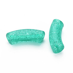 Light Sea Green Transparent Crackle Acrylic Beads, Curved Tube, Light Sea Green, 35x11.5x13.5mm, Hole: 3.5mm, about 148pcs/500g