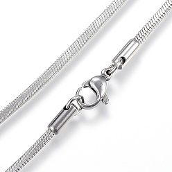 Stainless Steel Color 304 Stainless Steel Snake Chain Necklaces, with Lobster Claw Clasps, Stainless Steel Color, 29.5 inch(75cm), 2mm