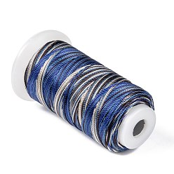 Dark Blue Segment Dyed Round Polyester Sewing Thread, for Hand & Machine Sewing, Tassel Embroidery, Dark Blue, 12-Ply, 0.8mm, about 300m/roll