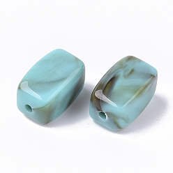 Vert De Mer Clair Perles acryliques, style de pierres fines imitation, cuboïde, vert de mer clair, 13x7.5x7.5mm, trou: 1.6 mm, environ 700 pcs / 500 g.