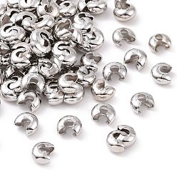 Platinum Iron Crimp Beads Covers, Nickel Free, Platinum, 5mm In Diameter, Hole: 1.5~1.8mm