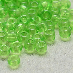 Light Green 12/0 Grade A Round Glass Seed Beads, Transparent Colours, Light Green, 12/0, 2x1.5mm, Hole: 0.8mm, about 30000pcs/bag