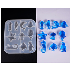 White Silicone Molds, Resin Casting Molds, For UV Resin, Epoxy Resin Jewelry Making, Ocean Style, White, 13.8x15x1.9cm
