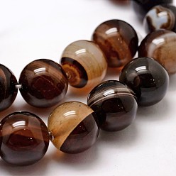 Coconut Brown Natural Agate Bead Strands, Dyed, Round, Coconut Brown, 10mm, Hole: 1.2mm, about 38pcs/strand, 14 inch