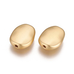 Matte Gold Color Brass Beads, Long-Lasting Plated, Oval, Matte Gold Color, 11x9x3.5mm, Hole: 1.2mm