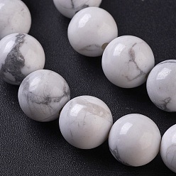 Howlite Natural Howlite Beads Strands, Round, 8~8.5mm, Hole: 1mm, about 46pcs/strand, 15.59 inch