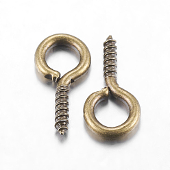 Antique Bronze Iron Screw Eye Pin Peg Bails, For Half Drilled Beads, Antique Bronze, 13x6.5x1.5mm, Hole: 4mm, Pin: 1.5mm