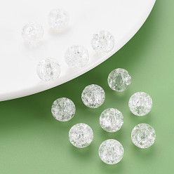 Blanc Transparent perles acryliques craquelés, ronde, blanc, 12x11mm, Trou: 2mm, environ566 pcs / 500 g.