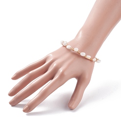 White Moonstone Natural White Moonstone Braided Beaded Bracelet, Copper Wire Wrap Gemstone Jewelry for Women, Light Gold, 8-1/8 inch(20.6cm)