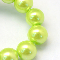 Green Yellow Baking Painted Glass Pearl Bead Strands, Pearlized, Round, Green Yellow, 3~4mm, Hole: 0.5mm, about 195pcs/strand, 23.6 inch