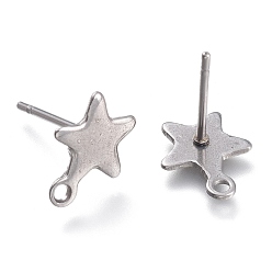 Stainless Steel Color 304 Stainless Steel Stud Earring Findings, Star, Stainless Steel Color, 10x8x0.8mm, Hole: 1.4mm, Pin: 0.8mm