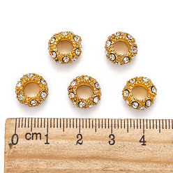 Crystal Alloy Rhinestone European Beads, Large Hole Beads, Golden Metal Color, Crystal, 11x6mm, Hole: 5mm