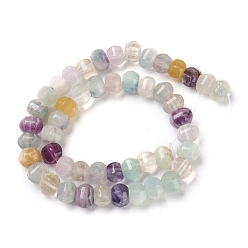 Fluorite Natural Fluorite Beads Strands, Hexagon Drum, 11~12x8~8.5mm, Hole: 1.2mm, about 48pcs/strand, 15.35 inch(39cm)