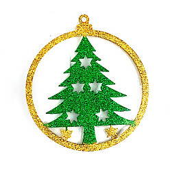 Christmas Tree Christmas Themed Big Pendant Silicone Molds, Resin Casting Molds, for UV Resin, Epoxy Resin Craft Making, Flat Round, Christmas Tree Pattern, 117x104x9mm, Hole: 3.8mm