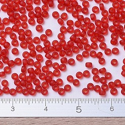 (RR140F) Matte Transparent Red Orange MIYUKI Round Rocailles Beads, Japanese Seed Beads, (RR140F) Matte Transparent Red Orange, 11/0, 2x1.3mm, Hole: 0.8mm, about 1100pcs/bottle, 10g/bottle