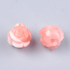 Light Coral Synthetic Coral Beads, Dyed, Flower, Light Coral, 6~7x6~7mm, Hole: 1.2mm