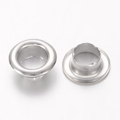 Platinum European Style Brass Eyelet Core, Grommet for Large Hole Beads, Platinum, 8.7x3.5mm, Hole: 4.8mm