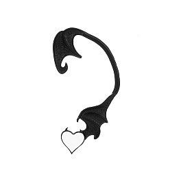 Матовый Черно-Металлический Цвет Эмалированные серьги-каффы в виде дракона с сердцем, готические серьги-кальпинисты из сплава для непроколотых ушей, матово-металлический цвет, 58 мм