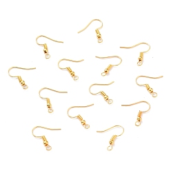 Doré  Crochets de boucles d'oreilles en fer, fil d'oreille, avec boucle horizontale, sans cadmium et sans nickel et sans plomb, or, 17~19x0.8mm, Trou: 2mm, Jauge 22, pin: 0.6 mm