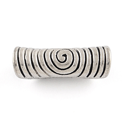 Antique Silver Tibetan Style Alloy Tube Beads, Cadmium Free & Lead Free, Antique Silver, 29~30x10x9mm, Hole: 5mm, about 147pcs/1000g