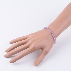 Amethyst Natural Amethyst Beaded Stretch Bracelets, with Elastic Fibre Wire, 2-1/4 inch(55mm)