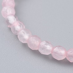 Rose Quartz Natural Rose Quartz Beads Stretch Bracelets, with Brass Beads and Natural Pearl Beads, 2-1/2 inch(6.4cm)