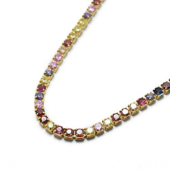 Золотой Латунные теннисные ожерелья, с цепочками из кубического циркония и застежками из лобстера, золотые, 14.37 дюйм (36.5 см)