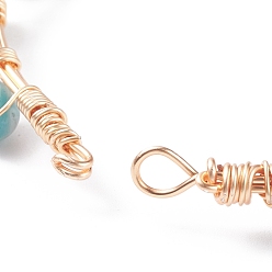 Amazonite Natural Amazonite Braided Beaded Bracelet, Copper Wire Wrap Gemstone Jewelry for Women, Light Gold, 8-1/8 inch(20.6cm)