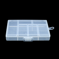 Clear Plastic Bead Storage Containers, 5 Compartments, Rectangle, Clear, 120x85x25mm, Hole: 7mm