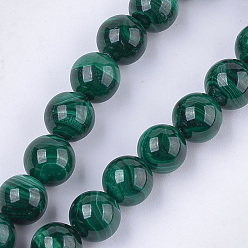 Malachite Malachite naturelles brins de perles, Grade a, ronde, 10mm, Trou: 1mm, Environ 18~20 pcs/chapelet, 7.4 pouce