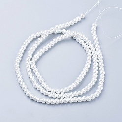 White Glass Pearl Beads Strands, for Beading Jewelry Making, Pearlized Crafts Jewelry Making, Round, White, 6mm, Hole: 1mm, about 140pcs/strand, 32 inch