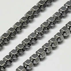 Plaqué Gris Galvanoplastie non magnétiques hématite synthétique brins de perles, hexagone, 4x4mm, Trou: 1mm, à propos 97pce / brin, 15 pouce