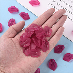 Camellia Transparent Frosted Acrylic Pendants, Petaline, Camellia, 24x17x4mm, Hole: 1.8mm