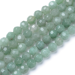 Green Aventurine Natural Green Aventurine Bead Strands, Faceted Round, 6mm, Hole: 1mm, about 70pcs/strand, 15.7 inch